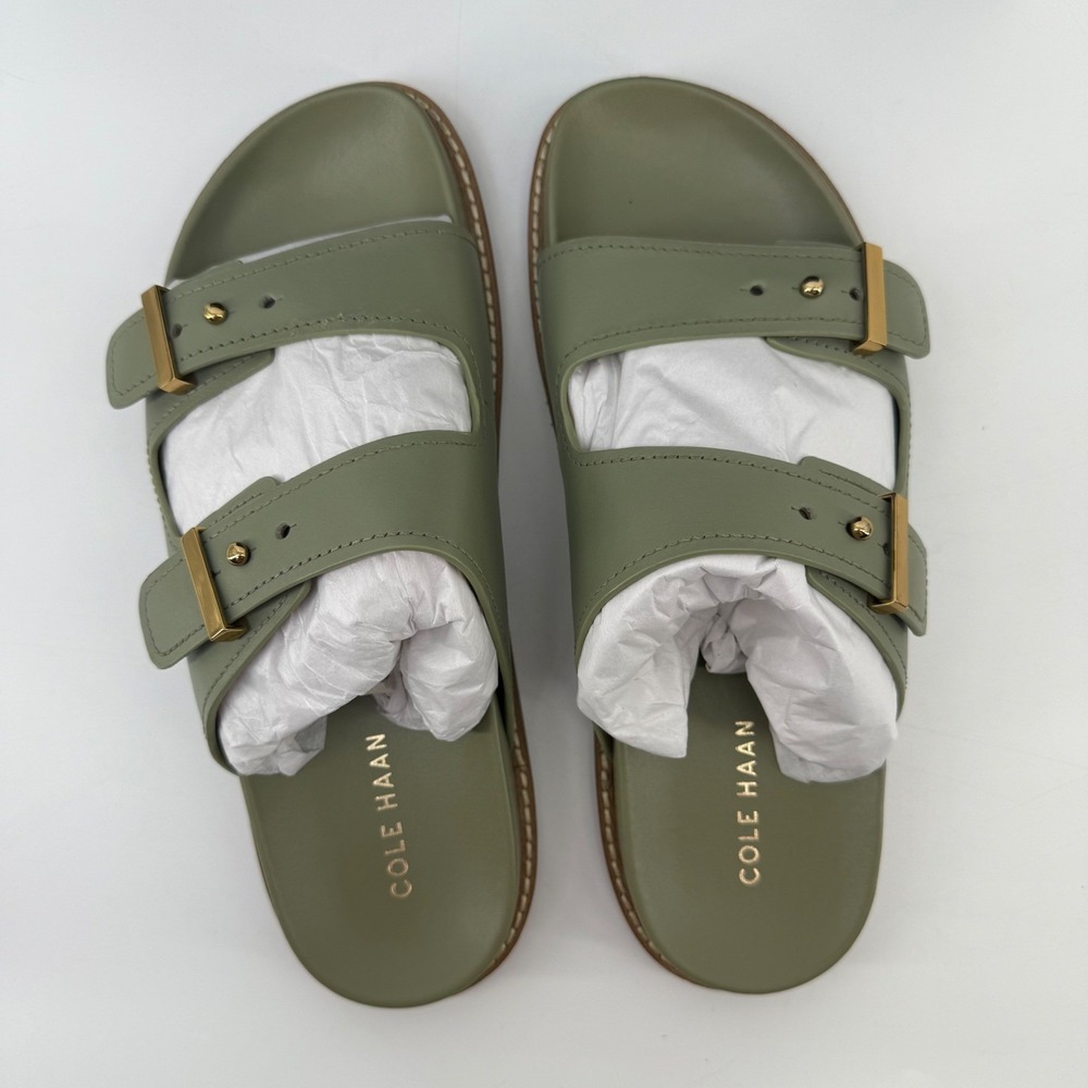 Cole Haan Marisol Footbed Sndl‎ Oil Green Leather Women's Sandals Size 9